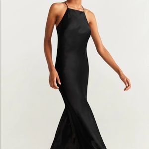 MANGO - Never worn black satin halter dress